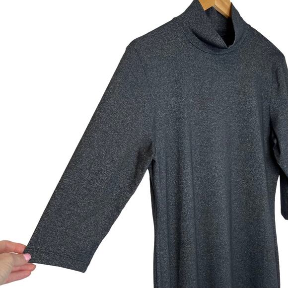 Lands End Womens Mock Neck Midi Dress Stretch Nylon Dark Heather Gray Size L - Picture 4 of 9